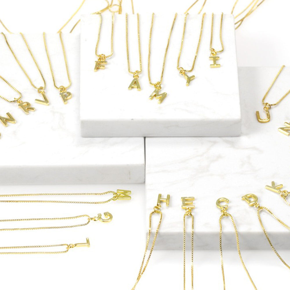 Gold Rhodium Plated Letter Necklace