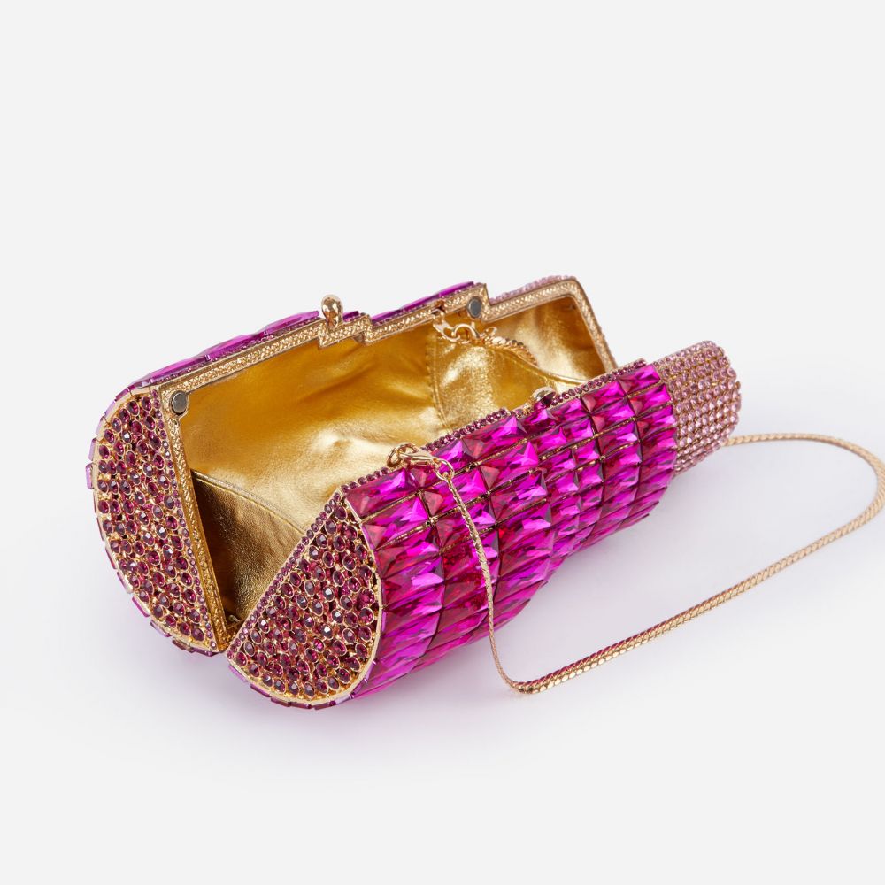 VICTORY PREMIUM CRYSTAL LIPSTICK CROSS BODY BAG IN PINK